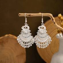 Blue Peacock Earrings Imitation Miao Silver  Totem Phoenix Bell Earrings Ear Jewelry - H2989/Phượng Hoàng Bạc - Xem 4