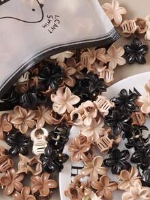 10pcs Geometric Plastic Hair Clips, Casual Minimalist Small Hair Accessories For Women, Coffee Color Fashion Claw Clips Elegant Hair Claws Casual Hair Clutch Beauty Hair Jaw Clip - Multicolor - View 2