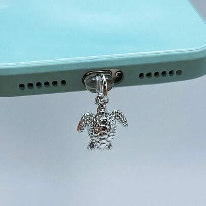 1pc Turtle Shaped Metal Phone Dust Plug Pendant, Phone Accessory Decor, Compatible With Lightning & Type-C Interfaces