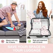 8pcs Travel Packing Cubes Set,Travel Portable Clothes Storage Bags, Compression Storage Shoe Bag, Clothing Underwear Bag, Luggage Packing Organizers,Pack Your Luggage With Ease ,Travel Essential Accessories - 紅/櫻桃 - 查看 6