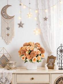 1朵11.81英寸人造玫瑰花，包含丝绸刺绣球，适用于婚礼、家居、餐厅、卧室、花瓶装饰、节日生日派对、婚礼装饰、鲜花、情人节礼物、新年DIY材料、人造植物、春季装饰、房间、书桌、花园装饰、房间装饰品、情人节礼物、毕业礼物、拉玛装饰 - 香檳色 - 查看 6