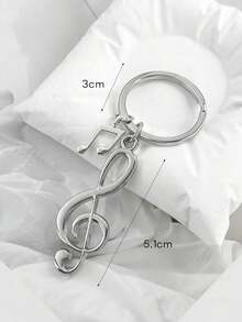 1pc Creative Music Note Earphone Keychain Chic Music Element Small Gift Pendant Metal Note Keyring For Friends And Girlfriends Car Accessories Bag Charm School Cute Goth Y2k - Bạc - Xem 2