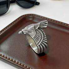 1 Stück modischer, rostfreier, wasserfester, verblassungsresistenter, hypoallergener Vintage Adler Punk Rock Stil Ring, geeignet für den täglichen Gebrauch, Lässig, Urlaub, Party, Geschenk für Männer - Eagle Herrenring - Übersicht 6