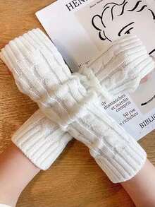 1双针织手套 纯色条纹袖套 臂套