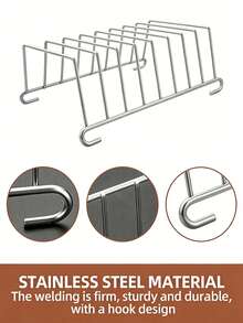 رف تحميص من الفولاذ المقاوم للصدأ للقلاية الهوائية، رف تحميص من الفولاذ المقاوم للصدأ، رف تبريد للتوست والبان كيك والخبز - يمكن تحميص شرائح خبز متعددة في وقت واحد، مناسب للاستخدام المنزلي والمطبخ والتخييم والمطاعم، ملحقات الخبز - فضي - مشاهدة 5