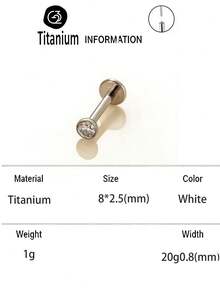 1pc ASTM F136 Titanium 20G0.8mm CZ Pin Labret Piercing Cup-Shaped Pin Ear Piercing Ear Bone Piercing Nose Jewelry - Pins - View 15