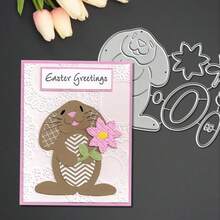 Creative Rabbit Metal Cutting Dies, DIY Scrapbooking Album And Embossing Stencil, Greeting Card Making Tool, Card Paper Cutting Crafts ,Gift Card Making Template Die Cuts. - Silver - View 2
