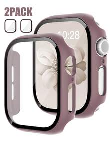 2pcs Smoke Purple PC + Tempered Glass Integrated Watch Case, Shock-Proof, Scratch-Resistant, Fashion Protective Cover, Compatible With Apple Watch 40mm/41mm/42mm/44mm/45mm/46mm/49mm, Compatible With Apple Watch Ultra/SE/11/10/9/8/7/6/5/4 Series, Comfortable Wear, Unisex, All-Round Protection - Smoky Purple + Smoky Purple - View 11