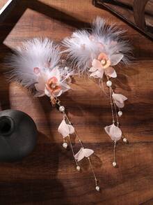 2pcs Pearl Tassel Bridal Hair Clip Hairpin Headpiece - 9577 - View 5
