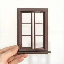 12 piezas Decoración de ventana para casa de muñecas, accesorios de casa de muñecas abribles, miniaturas a escala micro, props, puertas, ventanas, escaleras, decoración de mini hogar - Multicolor - Ver 16