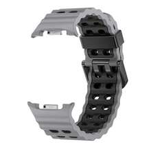 Marine Silicone Sport Band Compatible With Samsung Galaxy Watch 8 Classic 46mm Men Women, Soft Silicone Sport Breathable Band For Galaxy Watch 8 Strap 44mm 40mm,1*LightGrey/Black - 1*淺灰色/黑色 - 查看 3