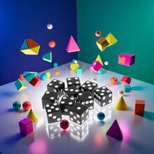 1 Set Black 10 6-Sided Numbers Dice Game Tools Standard Game Dice With Accessories - 如圖 - 查看 3