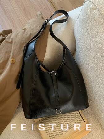 1pc FEISTURE Solid Color PU Fabric Commuter Tote Bag, Magnetic Closure, Suitable For Girls, Women, College Students, Young Professionals, Great For Work, Business, Commute, School