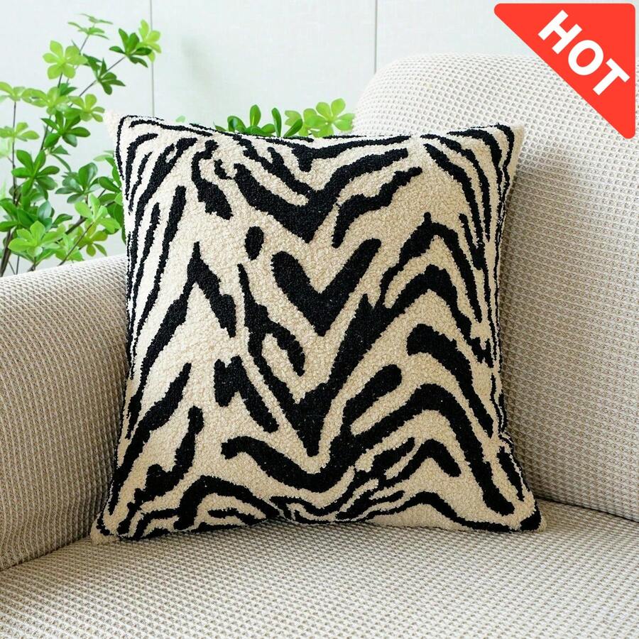 One Embroidered Tiger Pattern Pillow Cover, Featuring Light Luxury Design. Exquisite Tiger Embroidery Brings Vivid Details, Perfect For Living Room, Bed, Sofa Back Cushions-Adding Elegant Chinese Style And Personality To Your Home! - Nhiều màu - Xem 1