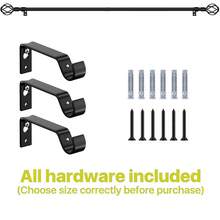 1 Set Heavy Duty Adjustable Curtain Rods For Windows 21-158 Inch With Twisted Decorative Cage Finials, Black Curtain Rod Set With Brackets, Ideal For Window & Shower Curtains, Home Decor, Curtains For Bedroom, 5/8 Diameter Curtain Rod - Black - View 8