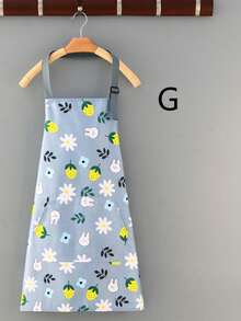 1pc Floral Print Waterproof And Oil-Proof Apron, New Fresh Flower Pattern Neck-Hung Kitchen Anti-Fouling Apron, Unisex Sleeveless Waist Cooking Apron, Suitable For Gardening And Cooking - Multicolor - View 18