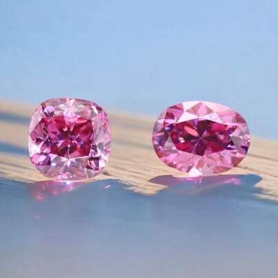 1 颗 0.5~3 克拉合成莫桑石深粉色垫形切割和椭圆形切割宝石，时尚，是 DIY 手链、项链、耳环、珠宝和纪念品的完美珠宝配件。