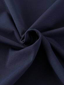 女士简约纯色藏蓝色撞色英文图案双面印花休闲宽松版型基础款日常穿搭、通勤、街头风Y2K圆领罗纹短袖T恤 夏季 - 藏蓝色 - 查看 8