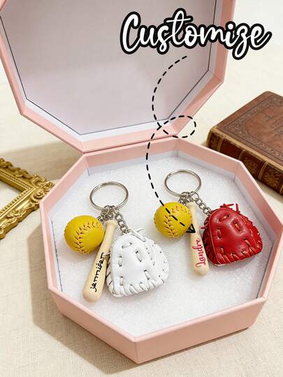 Personalized Baseball Keychain With Name,Creative Faux Sports Baseball Keychain Bag Pendant Fashion Couple Small Gift Hanging Accessory, Sports Commemorative Gift,Personalized Baseball Keychain, Unisex Mini Baseball Bag Creative Pendant, Suitable For Backpacks And Keys. Ideal As Custom Baseball Game Souvenir, Team Player Gift, Sports Enthusiast Engraved Baseball,Father's Day Gift, Valentine's Day Gift, Best For Man Gift