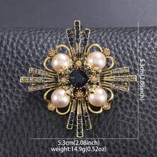 1 pezzo Spilla vintage in lega di zinco con perle sintetiche a forma di croce, adatta per l'uso quotidiano delle donne - Bronzo - Visualizzare 9