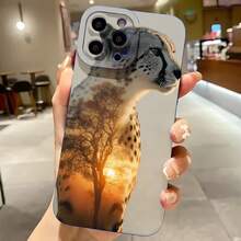 2026 nueva funda de teléfono esmerilada, funda de teléfono con estampado de guepardo y árbol al atardecer para iPhone 17 14 13 12 11 Pro Max y  Galaxy S23 S22 S21 S20 Plus Ultra, funda de protección para teléfono, regalo de pareja para novio y novia, presente de vacaciones - Negro - Ver 4