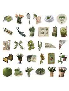 62pcs Olive Green Stickers, Decorative For Various Surfaces - Multicolor - View 4