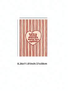 1pc Frameless Poster With Red And White Stripes And A Red Heart Featuring The Quote 'Love Is Never Wasted When It Is Shared' A Romantic Poster, Bedroom Wall Decoration, Suitable For Personalized Posters And Room Decor. - Multicolor - View 13