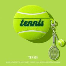 1pc Flocked Tennis Ball Shaped Protective Case For AirPods Pro 2, Pro 3, Apple 3rd Gen, 2/ 4 - Multicolor - View 2