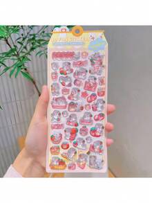 1张可重复使用的3D立体贴纸 - 可爱水果、冰淇淋、拉布拉多犬、动物和宠物（猫、狗）| 自粘多层贴纸，不对称形状，哑光表面，适用于剪贴簿、日记、计划本、DIY手工 | 柔和色彩和彩色卡通3D浮雕可爱趣味贴纸，水晶钻石浮雕贴纸，定制创意计划本贴纸（随机款式） - 彩色 - 查看 7