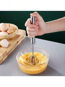 [1pc Multifunctional Whisk & Frother] 1pc Multifunctional Stainless Steel Whisk & Milk Frother, Home Baking Tools, Cream Egg Hand Blender, Household Push Blender Blender - Egg Whisk, Milk Frother, Hand Push Blender Blender Multi-Tool Cooking And Baking: Blender For Baking Cooking  Home And Living New In Cocina Kitchen Essentials Kitchen Gadgets  Kitchen Accessories Cooking Utensils Baking Supplies - 銀色 - 查看 1