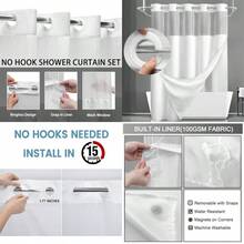 XISH Cortina de Baño sin Gancho con Forro a Presión 183x190cm Cortina de Ducha Tipo Gofre Cortina Regadera Antimoho y Impermeable Duradero Fácil de Instalar para Hogar Hotel Ducha - negro - Ver 7