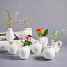 Imán de nevera con jarrón cerámico compacto, jarrón decorativo de porcelana blanca, regalo perfecto para la decoración del hogar y la habitación, recuerdo ideal para amigos y familiares, decoración de nevera - Blanco - Ver 3