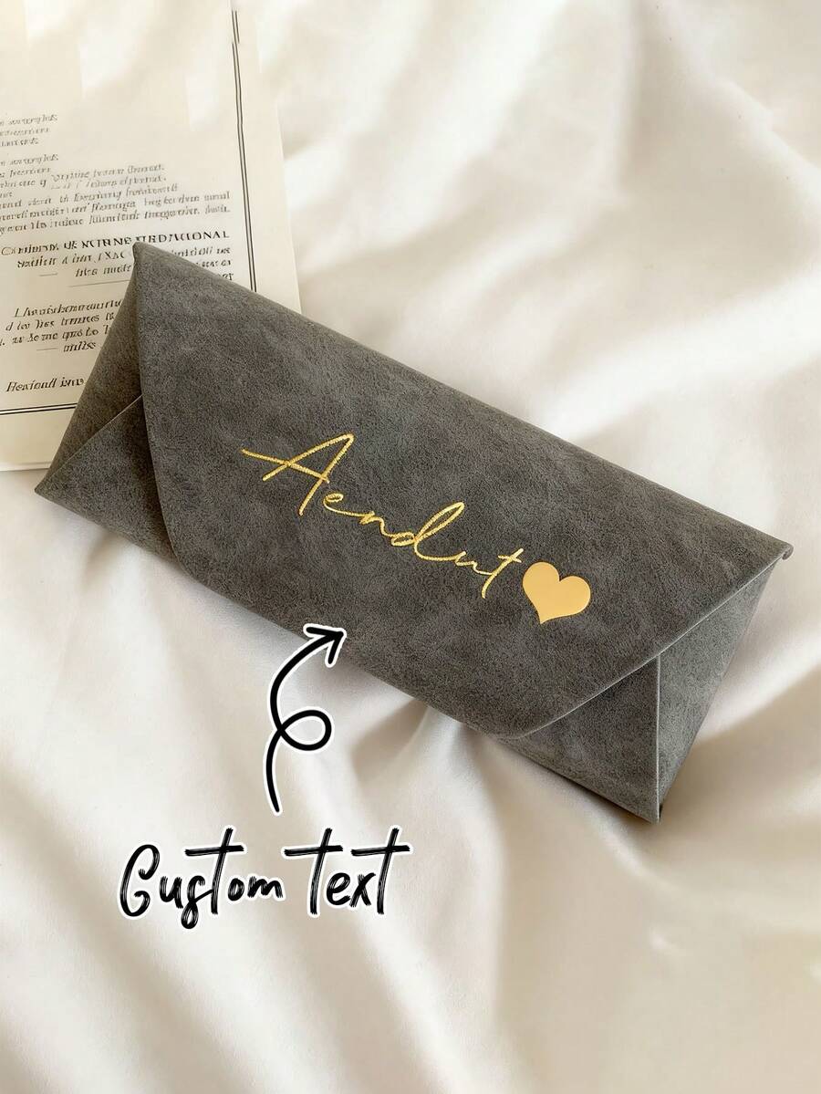 Personalized DIY Name Luxury Portable Eyeglass Case, Soft & Skin-Friendly, Elegant Eyewear Storage, Daily Use Glasses Case - Multicolor - View 1