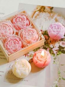 10pcs Hand Made Rose Fragrance, Rose Flower Scented Candles Handmade Soy Wax Scented Candles, Suitable For Valentine's Day, Home Decoration, Party Gatherings, Table Decoration, Holiday Gifts, Dinner, Banquet/Party, Relaxation/Meditation, Atmosphere Lighting, Female Gifts, Valentine's Day Gifts, Lovers, Friends And Family - Multicolor - View 2