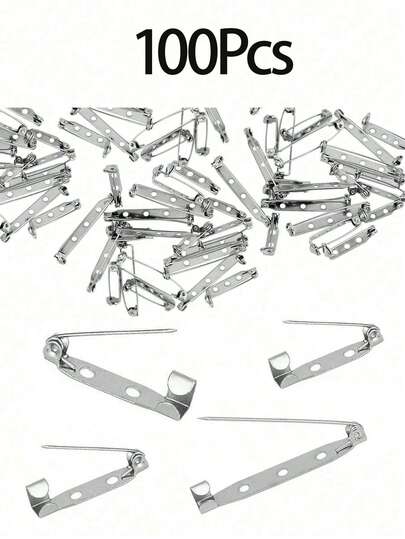 50/100pcs/Pack 20/25/32/38mm DIY Safety Pin Brooch Base Silver Color Blank Jewelry Making Supplies, Brooch, Women Brooch, Bag Decor, Women Gift, Ladies Brooch, Pins And Brooches, Backpack Pins.