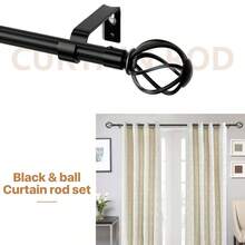 1 Set Heavy Duty Adjustable Curtain Rods For Windows 21-158 Inch With Twisted Decorative Cage Finials, Black Curtain Rod Set With Brackets, Ideal For Window & Shower Curtains, Home Decor, Curtains For Bedroom, 5/8 Diameter Curtain Rod - Black - View 11