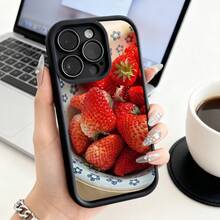 Funda de teléfono de moda, compatible con varios modelos de ,  y , funda de teléfono con patrón de fresa para , , funda de teléfono , regalo de funda de pareja para novio o novia, este es un regalo popular para amigos o socios, adecuado para ocasiones de negocios. Duradera, resistente a las manchas y a las huellas dactilares, esta nueva funda para teléfono de hombres y mujeres es un gran regalo. - Burdeos - Ver 3