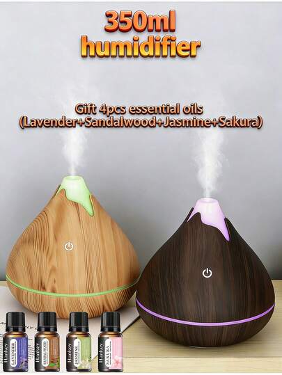 1 Stück 350ml Luftbefeuchter, Aroma Diffuser, ätherisches Öl Diffuser, 200ml große Kapazität Aroma Diffuser mit Timer, 7-Farben Licht, leiser Betrieb, geeignet für Zuhause & Büro, USB betriebener tragbarer Desktop Luftbefeuchter
