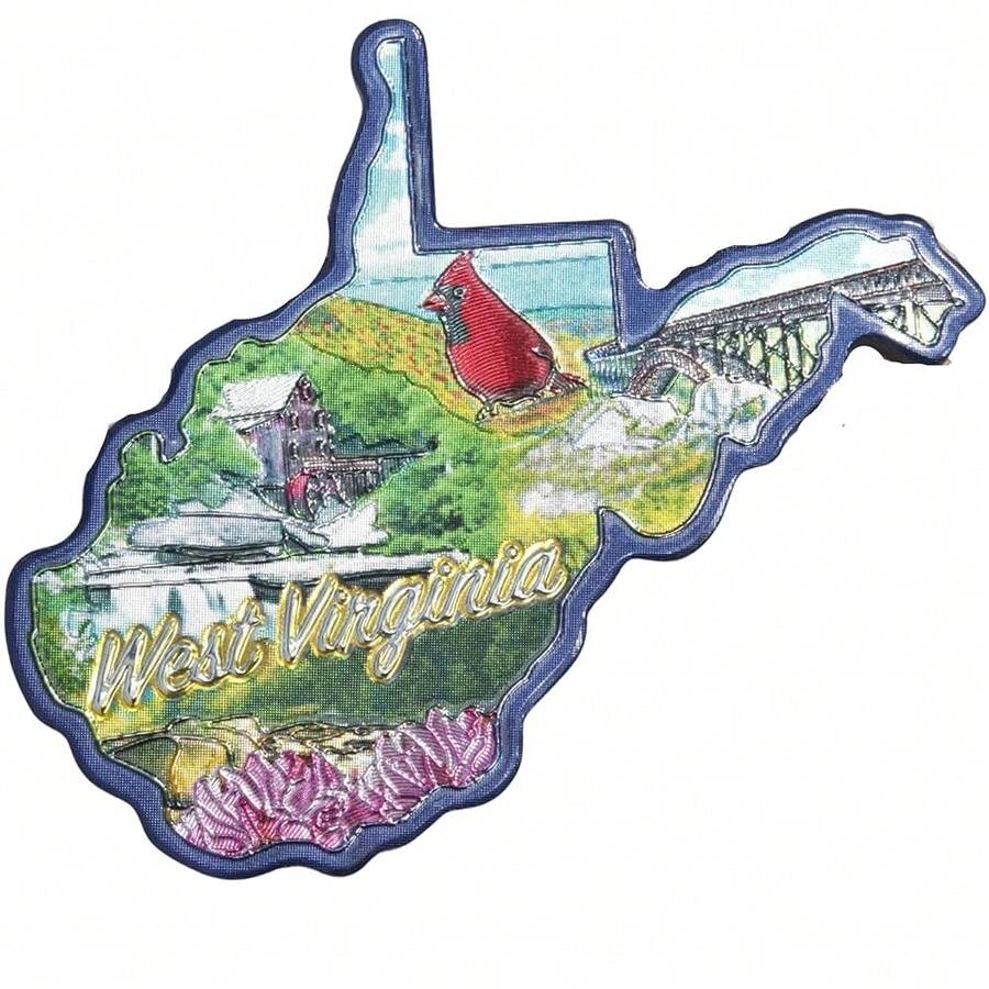 West Virginia Mountain State Metallic Magnet, Cardinal And Bridge Souvenir, 2.5-Inch - Nhiều màu - Xem 1