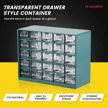 Contenedor de almacenamiento con cajones, organizador de herramientas de plástico de 25 cajones, organizador de tornillos, organizador de hardware, almacenamiento de herramientas profesionales de - A - Ver 4