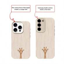 1pc TPU Material Cute Bowknot Giraffe Striped Pattern Phone Case Compatible With Iphone 17 Pro Max/17/16 Pro Max/15/13/12/11, S20 FE/A15/S24/A55, Redmi Note 11/Note 12/Note 13 Pro, Full Coverage Anti-Drop Soft Shell Phone Protective Cover