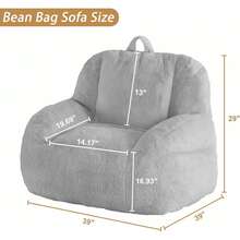 Sillón Puff Gigante, Sofá Puff de Piel Sintética con Relleno, Sillón Puff para Adultos, Sofá de Suelo Grande con Asa, Sofá Puff Grande para Sala de Estar - Gris - Ver 2