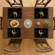 2pcs Black Crescent Moon Lamp Pattern Placemats, Suitable For Kitchen, Home, Indoor/Outdoor Tabletop, Coffee Bar, Tea Party, Holiday Decor - Black - View 8