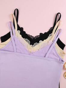 3件套女士蕾丝吊带背心，百搭内衣 - 彩色 - 查看 5