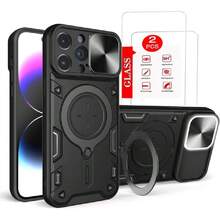 Funda para iPhone 14 Pro MAX Capa Case [Não para carregamento sem fios] - con Protector de Pantalla y Soporte de teléfono Incorporado - Negro,37517414 - Café - Ver 1