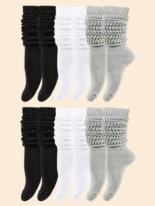 1/3/6 Pairs Women's Loose Knit Socks, Women's Slouch Socks, Women's Slouch Socks, Women's Slouch Socks, Women's Slouch Socks, Women's Ankle Socks, Black, White And Gray, Compression Socks, Comfortable