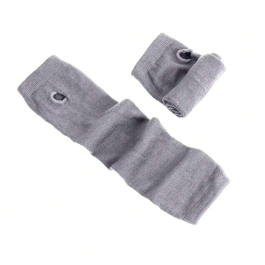 Knit Arm Warmer Thumb Hole Stretchy Gloves Women Long Fingerless Gloves Halloween Cosplay Accosss,OneSize,#1LightGrey - #1淺灰色 - 查看 1