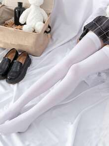 1 Pair Black/White Silicone Non-Slip Extra Long Over-The-Knee Socks, Women Slimming JK Socks 40/50/70cm Extra Long Socks, Velvet Thigh High Stockings, Japanese Sweet Goth Long Tube Socks, Black & White Cat Paw Non-Slip Calf High Socks, Versatile Slim Breathable Minimalist Sexy Academy Style - Multicolor - View 6
