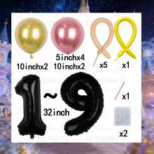 18件套巫师扫帚主题气球套装，包含32英寸黑色数字1-9气球、金色和红色乳胶气球，适用于巫师学院装饰、生日派对、周年纪念、迎婴派对、性别揭晓派对、摄影道具、送给儿子/女儿的惊喜礼物。 - 黑色 - 查看 2