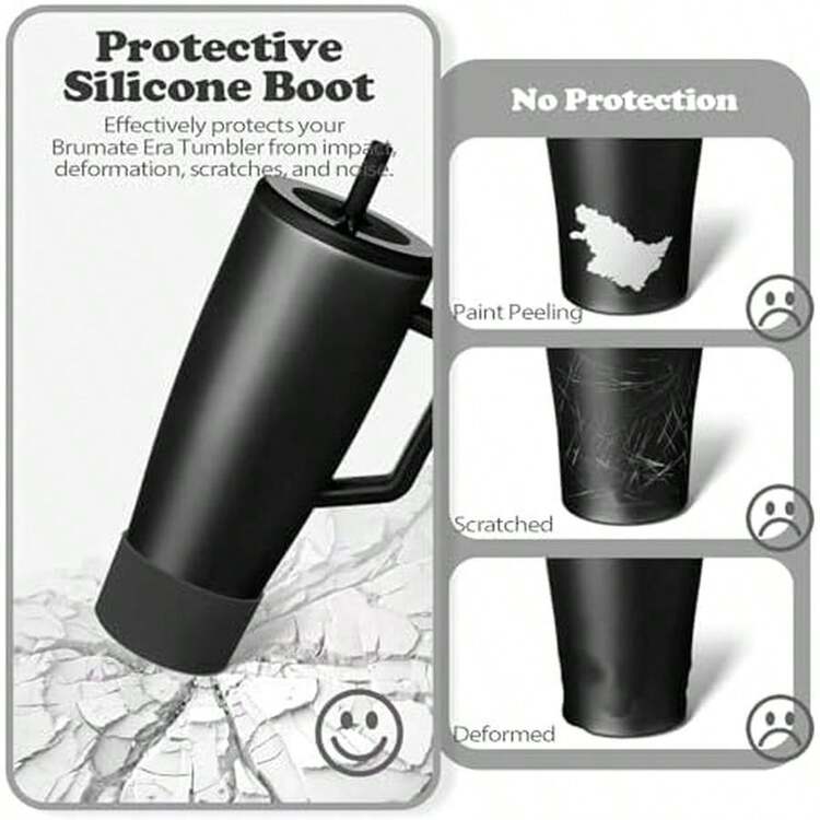 2 botas de silicona compatibles con  Era vaso de 40 onzas y 30 onzas, funda antideslizante para protección de botellas de agua, sin BPA - Mate negro - Añade 3